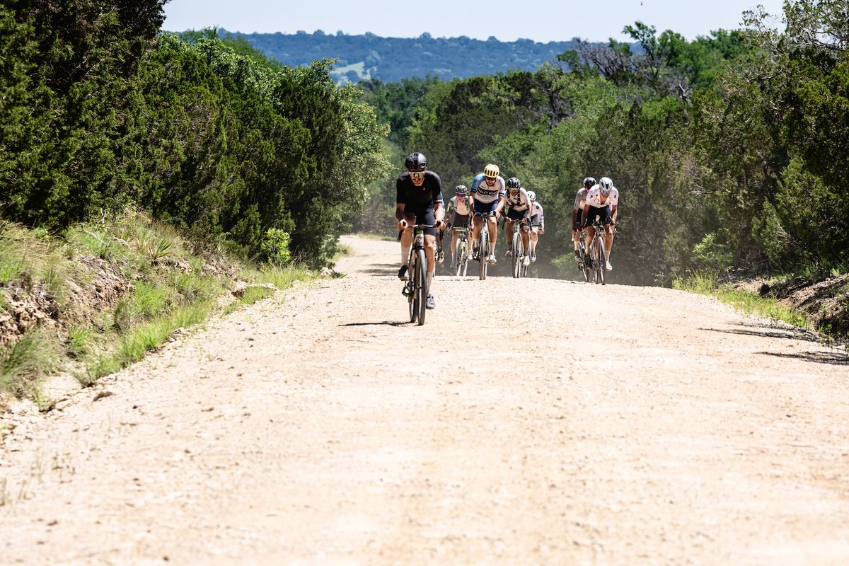 Julien Gagne on the move at the 150 'La Loca' event at the 2024 Gravel Locos