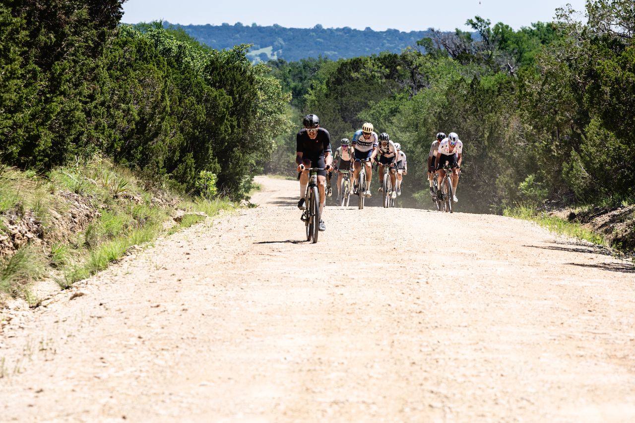 Julien Gagne on the move at the 150 'La Loca' event at the 2024 Gravel Locos