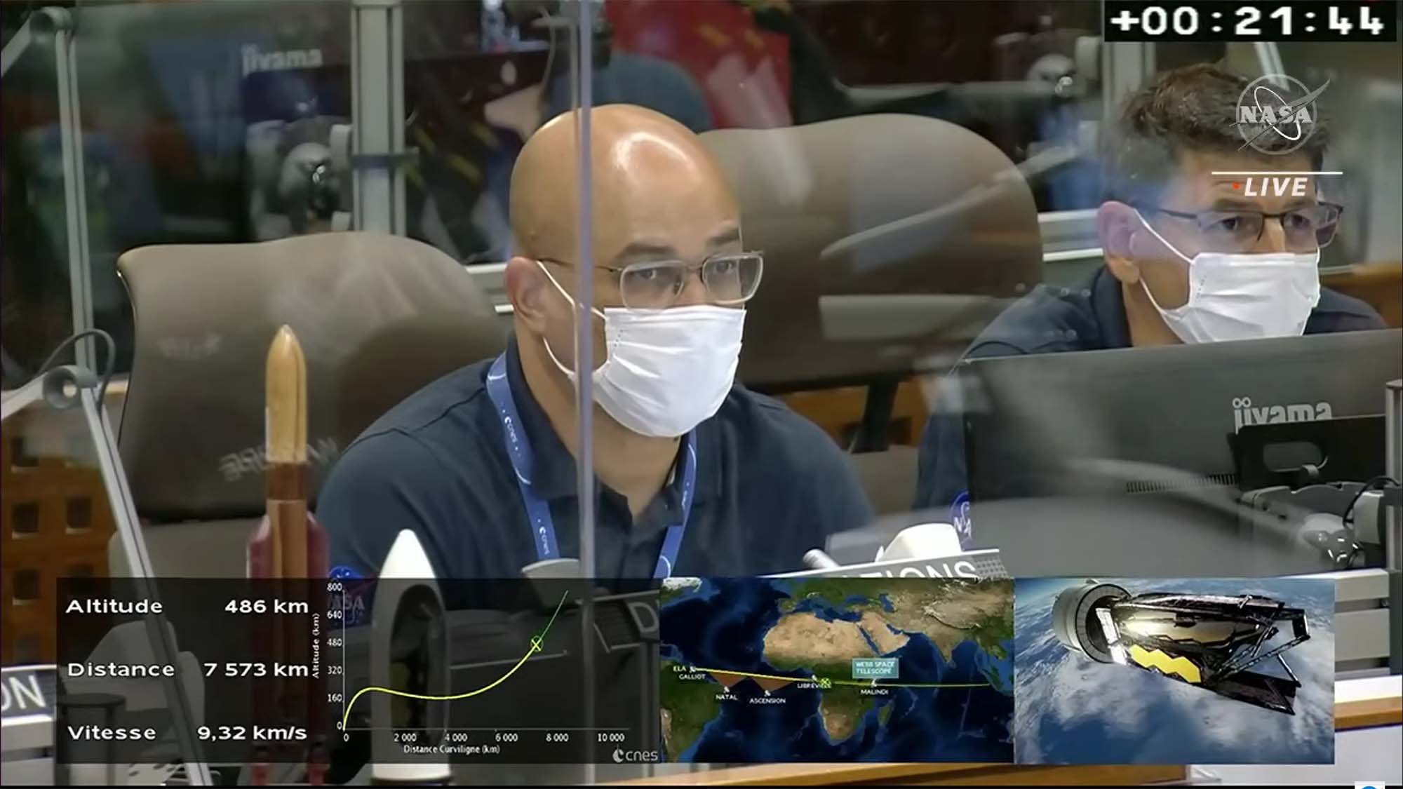 Jean Luc Boyer in the launch control center for the James Webb Space Telescope launch