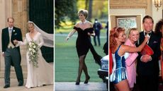 L-R: Prince Edward and Duchess Sophie's wedding day, Princess Diana, Geri Halliwell and Emma Bunton with King Charles