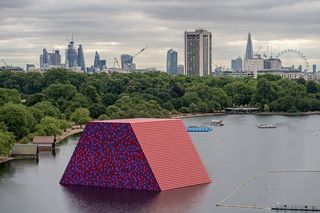 Christo & Jeanne-Claude's floating pyramid at the Serpentine gallery in London.