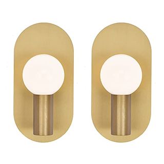 Yeezema Gold Wall Sconce Set of 2, Modern Sconces Wall Lighting, Oval Stylish Vanity Lighting Fixtures, Brushed Stainless Steel Wall Mount Lights for Living Room, Bathroom, Bedroom