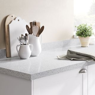 goodhome 38mm berberis gloss white star effect laminate square edge kitchen worktop