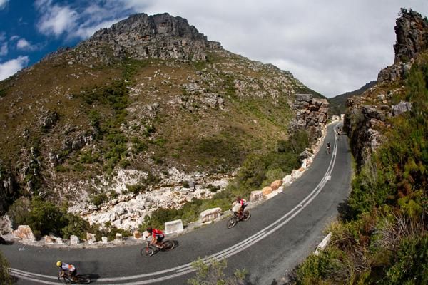 Cape Epic riders make their way down Bain's Kloof pass