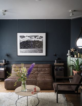 Blue living room by farrow and ball