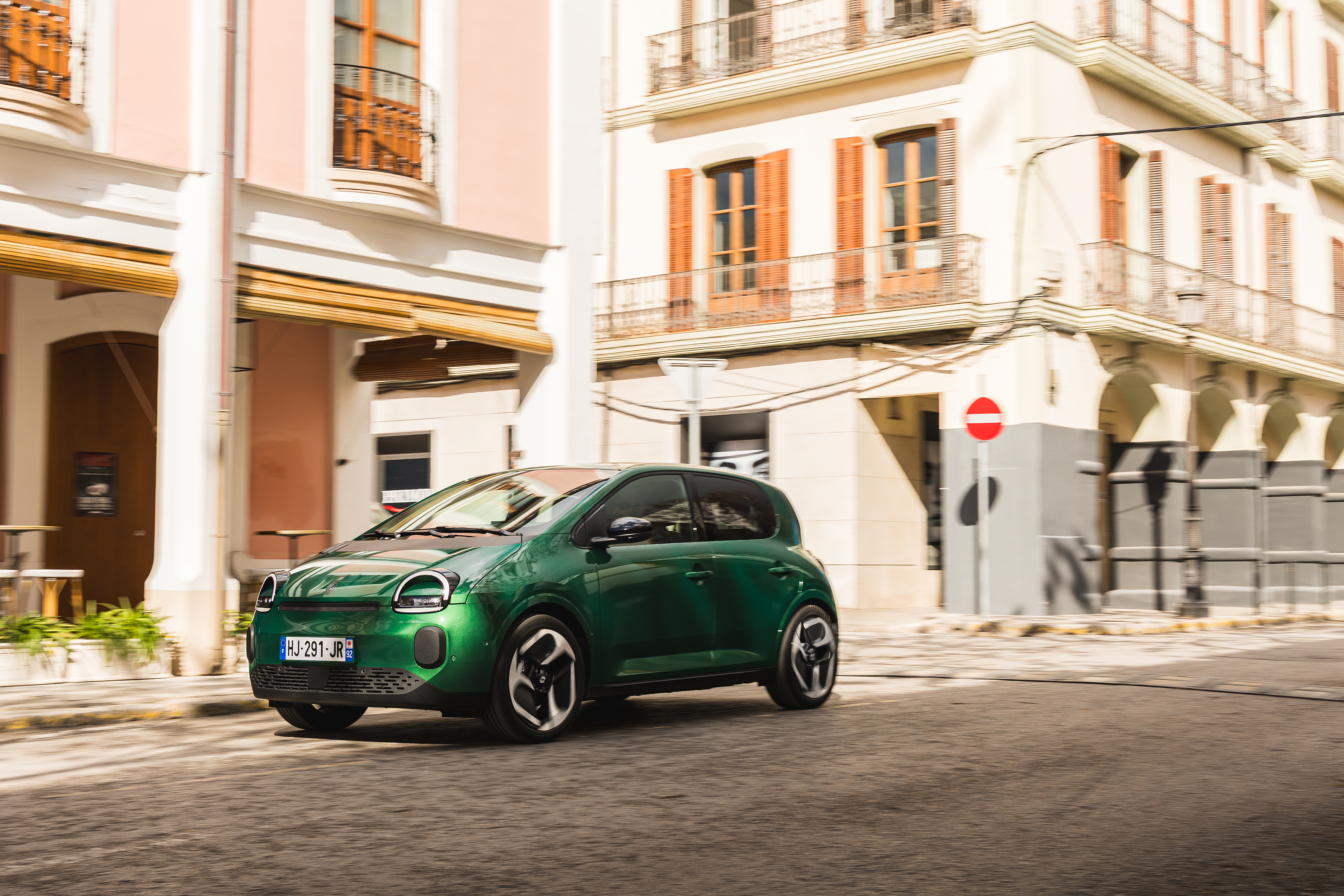 The new twingo driving through the streets of Ibiza