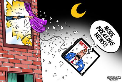 Editorial Cartoon U.S. Citizens sick of breaking news