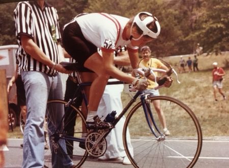 Margi Bethke racing on a Richard Sachs bike in the 1980s