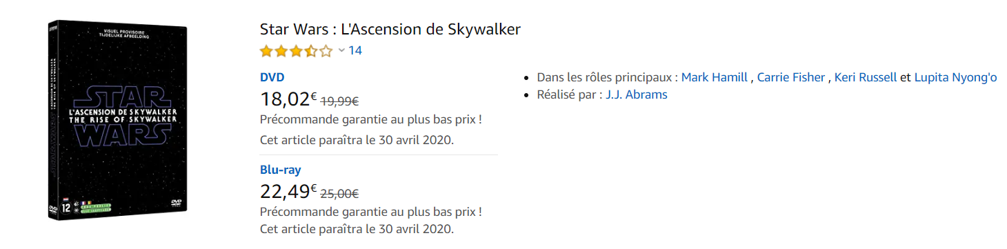 Star Wars 9 en DVD et Blu-Ray