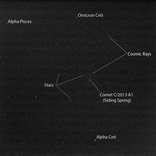 NASA's Mars Exploration Rover Opportunity made this 10-second-exposure view of comet C/2013 A1 Siding Spring, as it flew past Mars on Oct. 19, 2014.