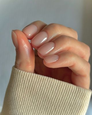 Sheer pink nails