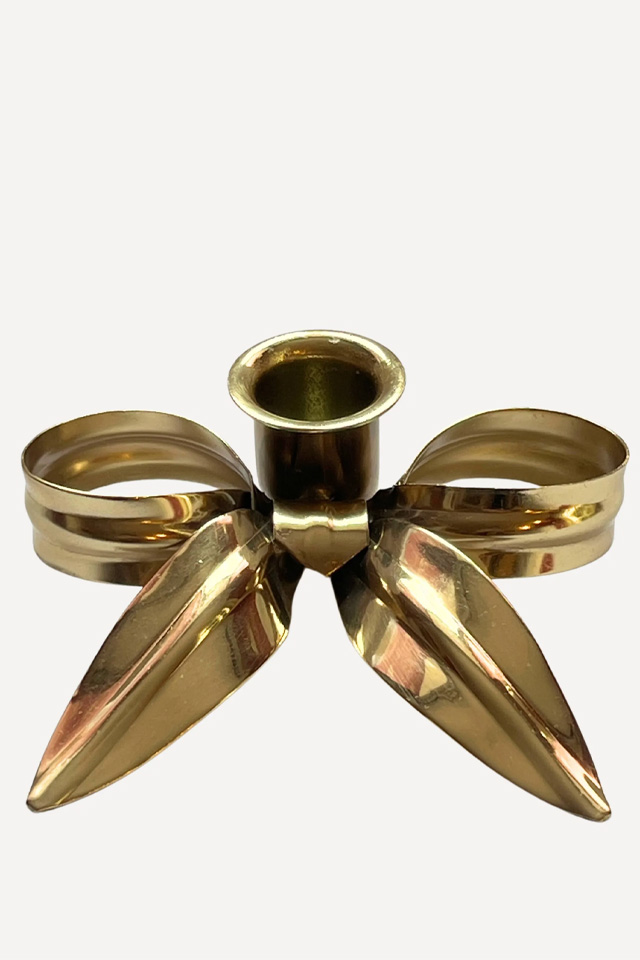 A Pair of Bow Candleholders - Brass
