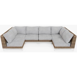 An Outer Brown Wicker Outdoor U Sectional