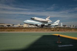 Endeavour with Chase Plane Shadow