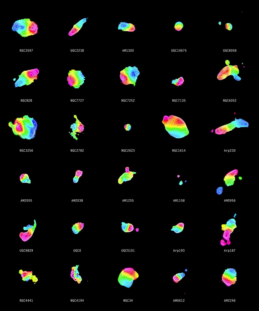 Diagrams of 30 Merging Galaxies