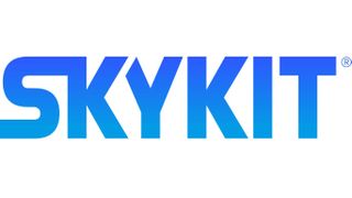 The blue letters of the Skykit logo.