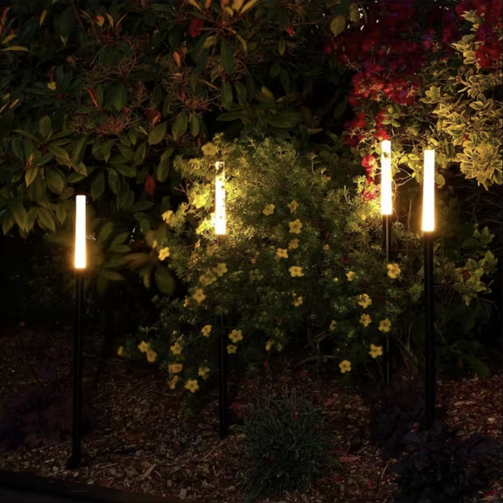 Noma Frosted Shade Border Connectable Outdoor Led Stakelights, Set of 4, Black