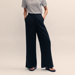 Black Linen-blend Parker Trousers