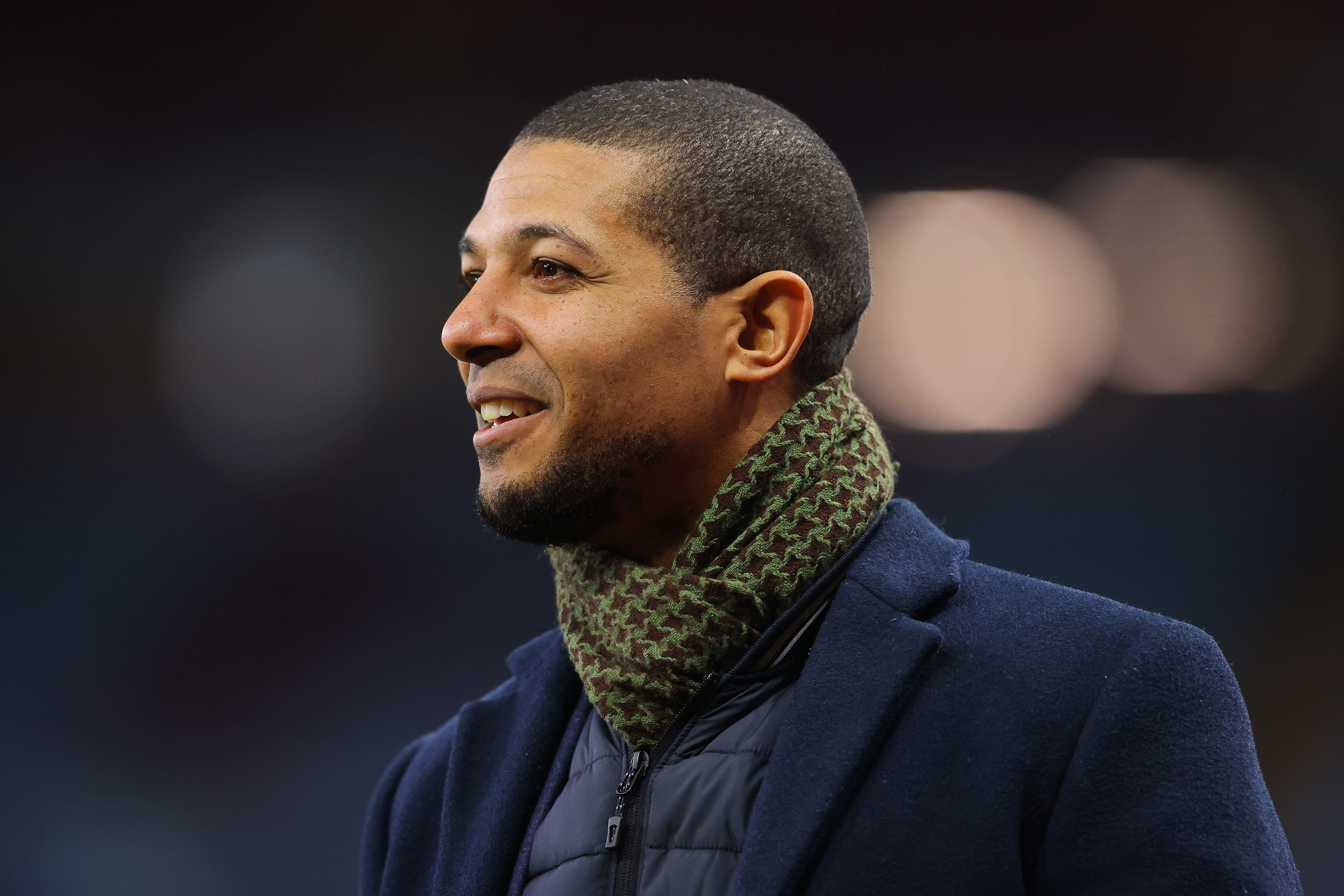 BIRMINGHAM, ENGLAND - JANUARY 13: Pundit Jermaine Beckford prior to the Premier League match between Aston Villa and Leeds United at Villa Park on January 13, 2023 in Birmingham, England. (Photo by James Gill - Danehouse/Getty Images)