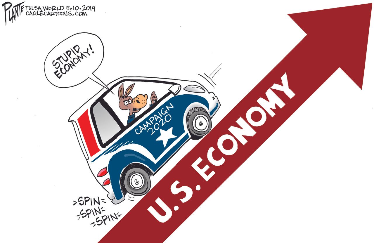 Political Cartoon U.S. 2020 Democrat candidates economy