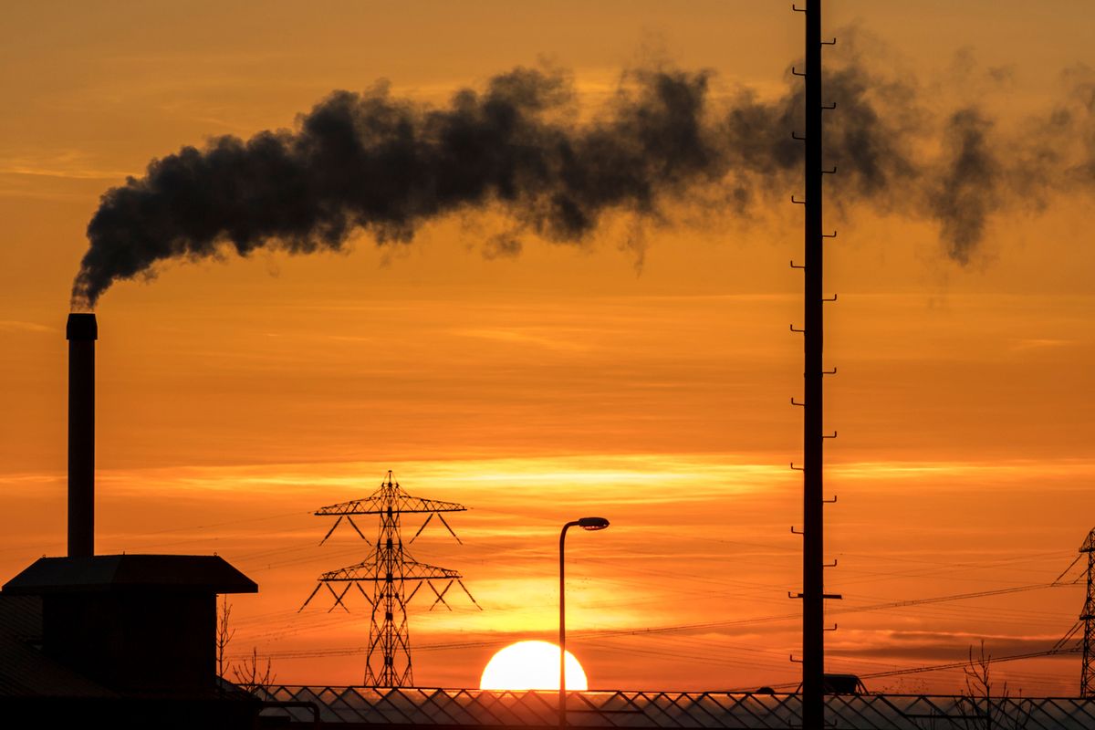 Smokestack at sunset