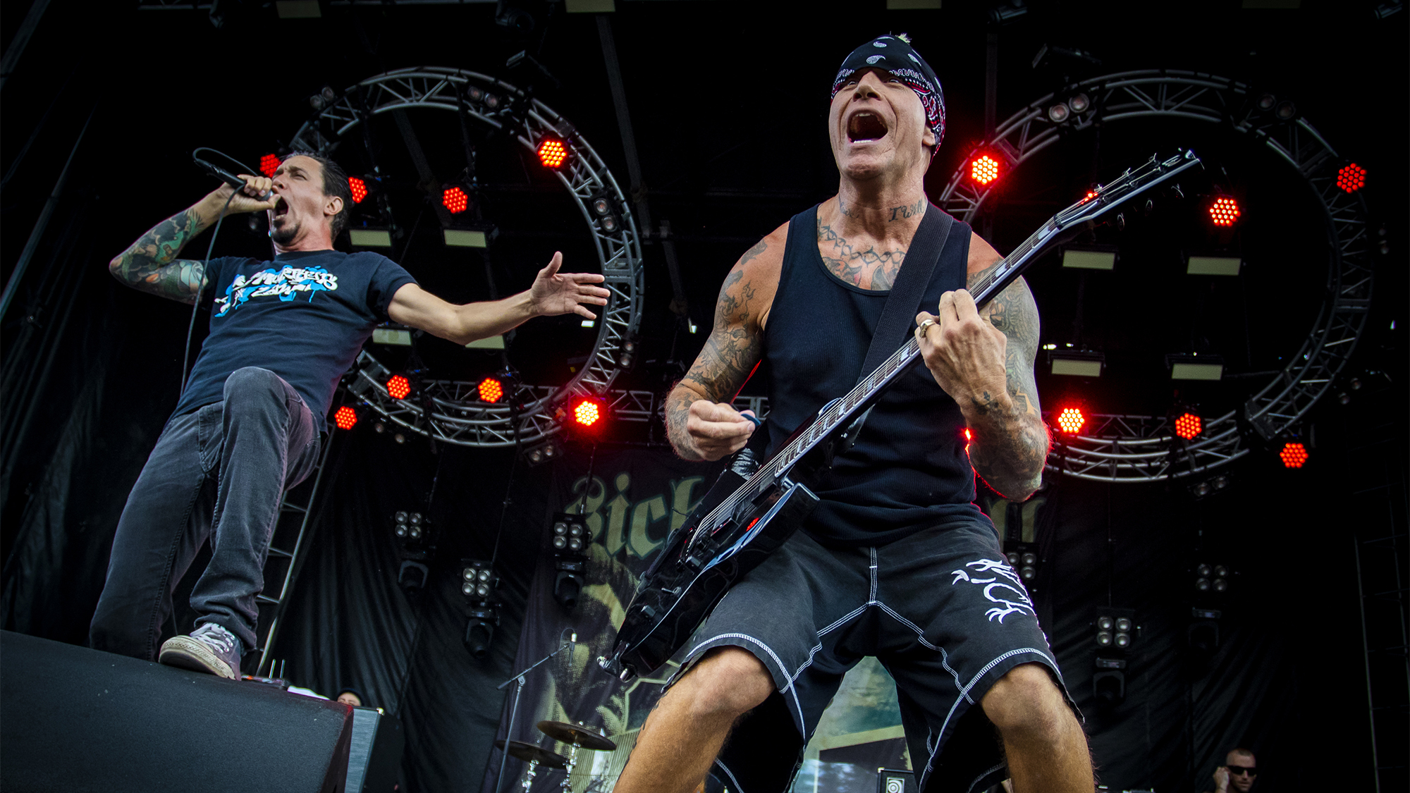 Lou Koller and Pete Koller of Sick of it All performs at the 77 Montreal Festival at Parc Jean-Drapeau on July 27, 2018 in Montreal, Canada.