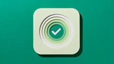 Multi Layered Paper Craft Green Color Check Mark in Concentric Circles on Green Background