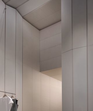 detail of the light structure created by david chipperfield architects for akris, in their stores
