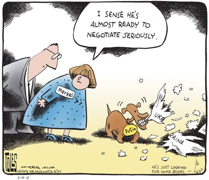 Political cartoon World Putin Merkel