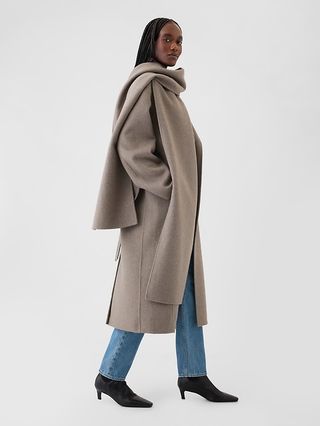 Belted Double-Faced Wool Scarf Coat