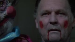 John Vernon being used as a puppet in Killer Klowns From Outer Space