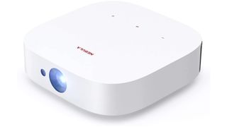 best projector for video: Anker Nebula Solar Portable in white, with red touch controls and logo
