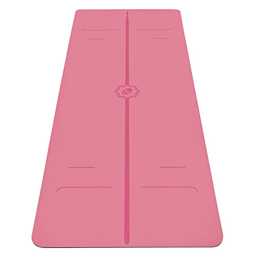 Liforme Evolve Yoga Mat – Free Yoga Bag, Patented Alignment System, Warrior-Like Grip, Non-Slip, Eco-Friendly and Biodegradable, Sweat-Resistant, Long, Wide and 4.2mm Thick Mat for Comfort - Pink