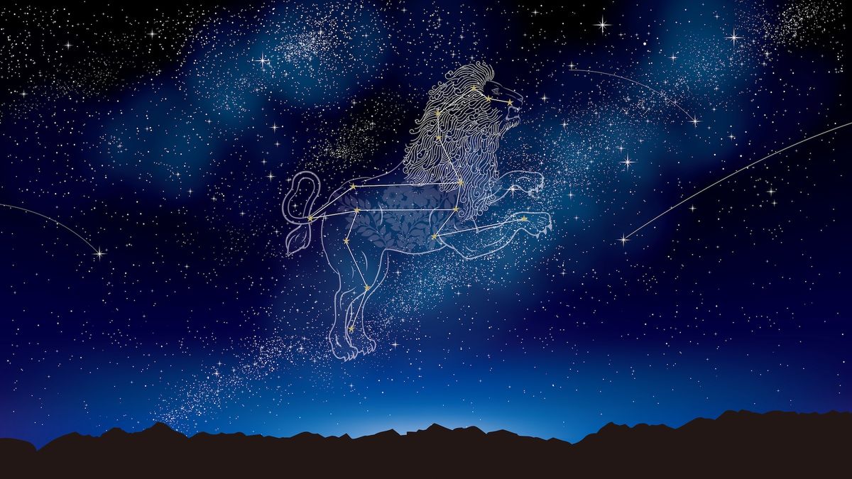 a photo of the Leo constellation with a lion superimposed