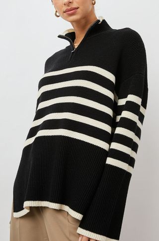 Tessa Sweater - Onyx Ivory Stripe