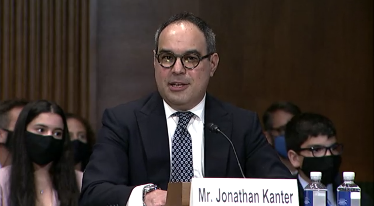 Assistant Attorney General Jonathan Kanter at Senate confirmation hearing