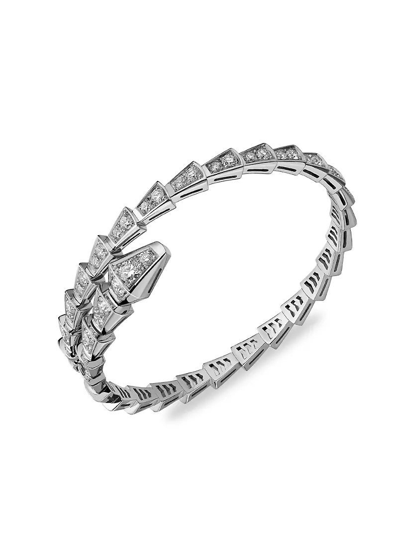 Serpenti Viper 18k White Gold & 3.04 Tcw Diamond Bracelet