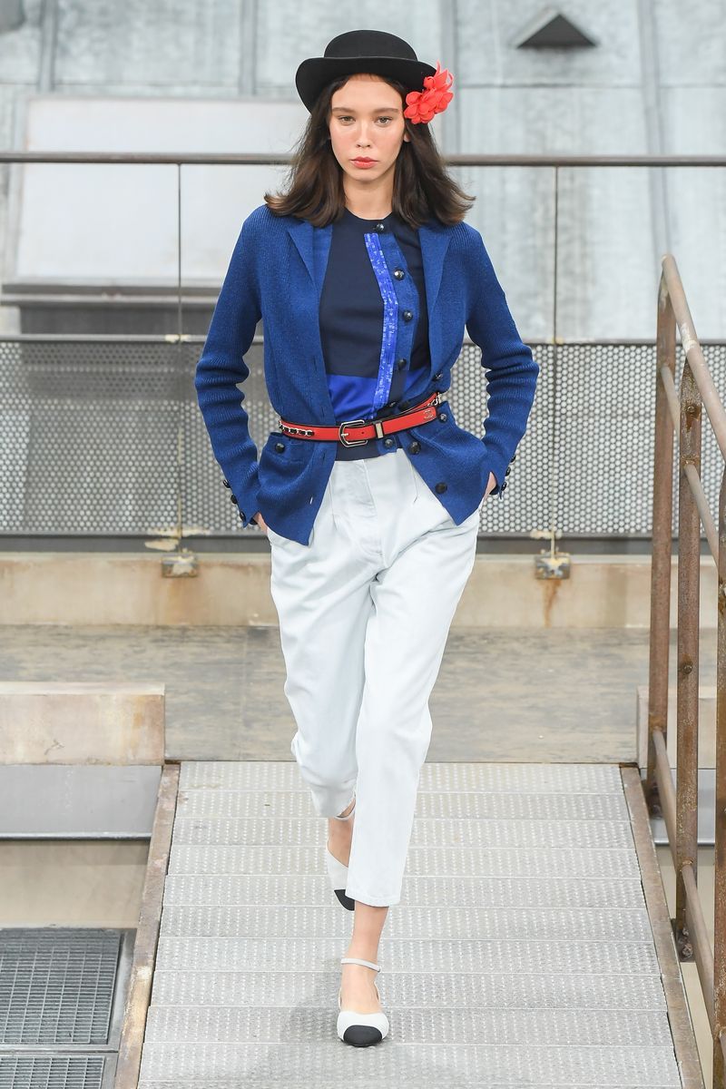 Clothing, Blue, White, Cobalt blue, Fashion, Street fashion, Denim, Electric blue, Jeans, Fashion show,