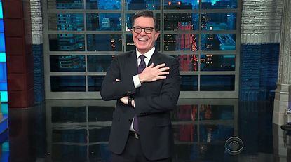 Stephen Colbert laughs at Trump tweets