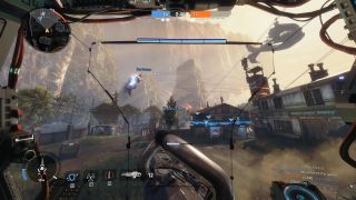 A cockpit view of a titanfall fight