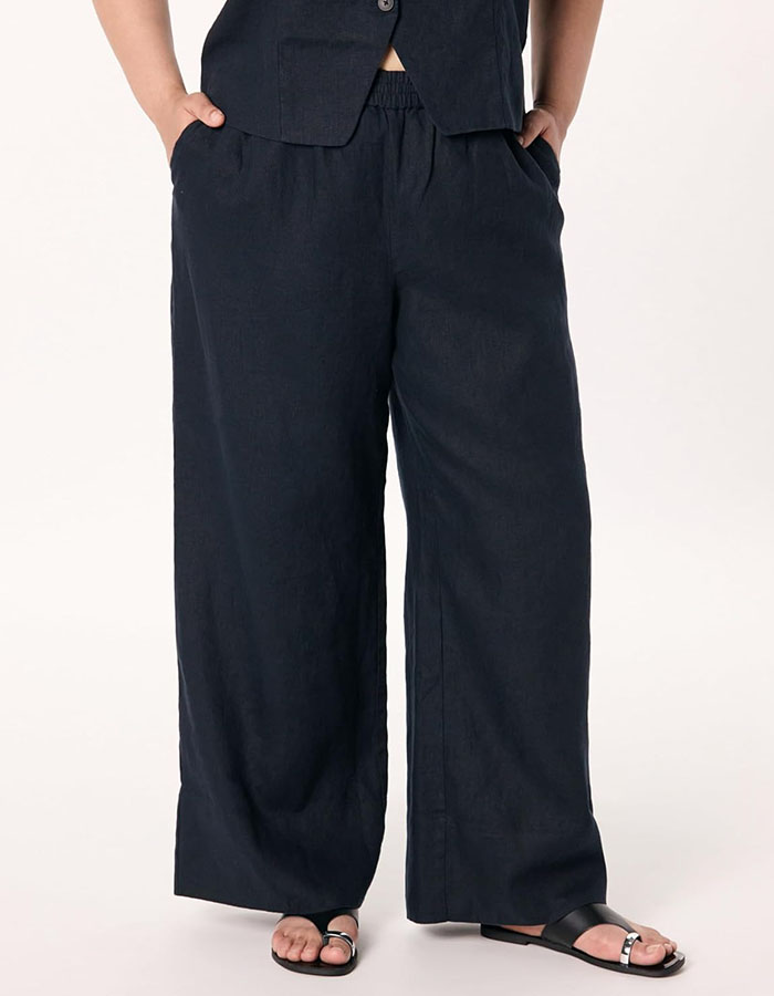 The Drop Women&amp;rsquo;s Bonni Pull on Linen Pant, Black, S