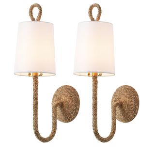 Natural Rattan Wall Sconce Set of 2