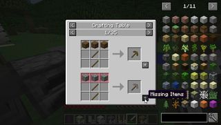Minecraft mods - JEI - an interface showing ingredients still needed for a recipe.