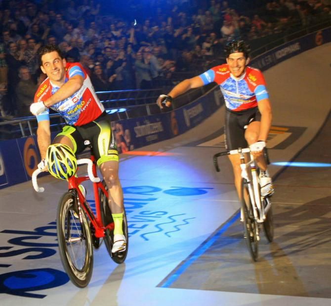 Franco Marvulli and Tristan Marguet in action in Rotterdam.