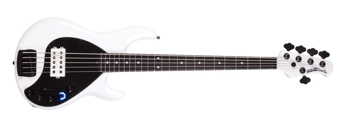 Ernie Ball Music Man's DarkRay 5 bass in White Sparkle