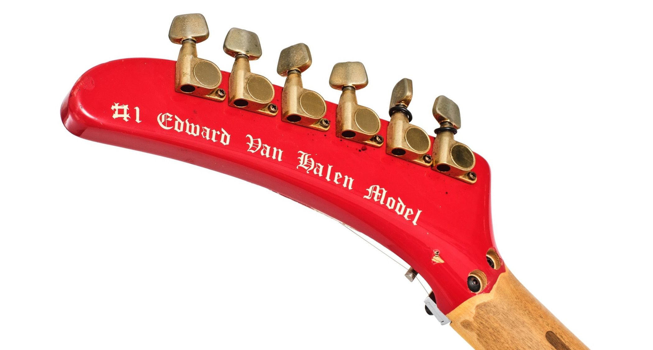 Eddie Van Halen's 1982 Kramer: finished in red, black and white stripes, this was a an early Kramer design that was later owned by Mick Mars.