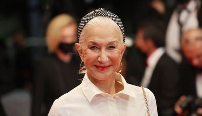 Dame Helen Mirren is seen at the Martinez Hotel during the 74th annual Cannes Film Festival on July 08, 2021 in Cannes, France. 