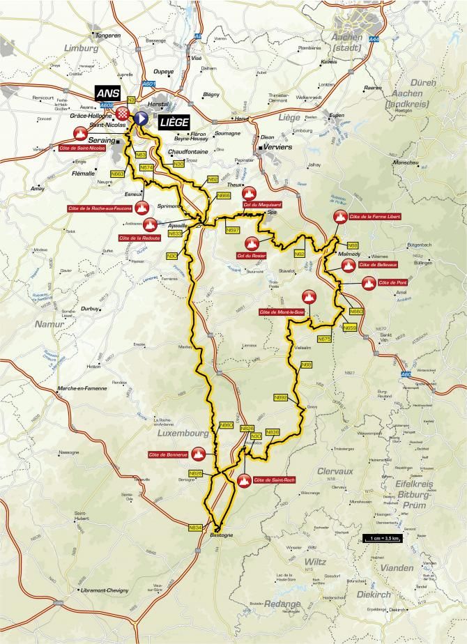 2018 Liege-Bastogne-Liege map