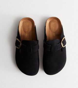 Black Suedette Mules