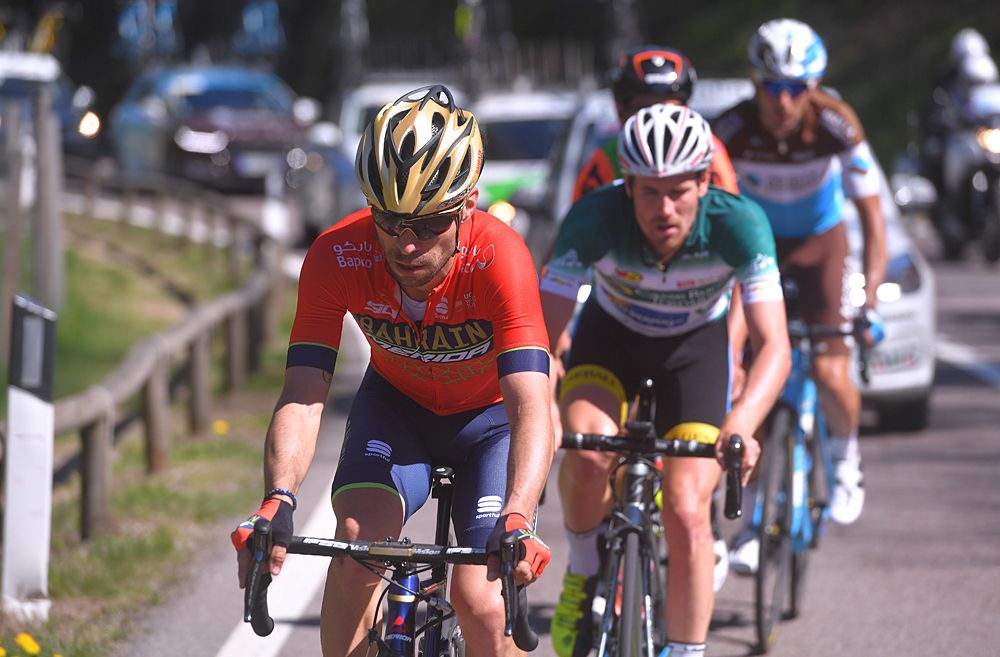 Giovanni Visconti (Bahrain Merida) leads the breakaway at Tour of the Alps stage 3